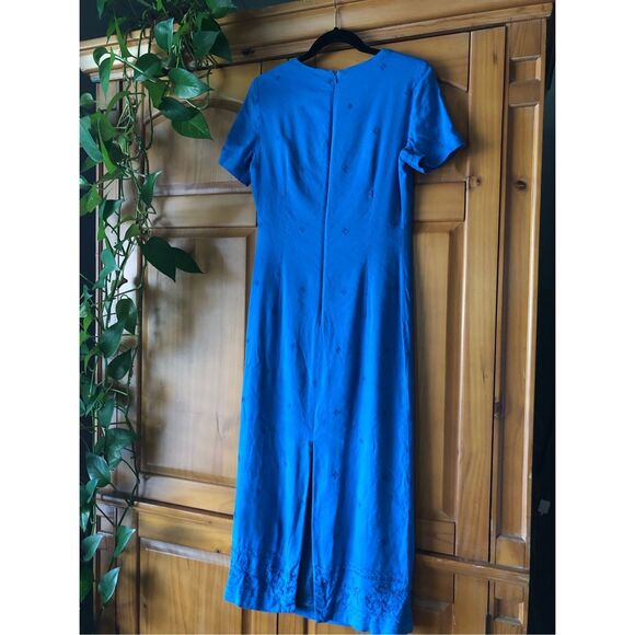 Talbots Fitted Silhouette Maxi Embroidered Dress SZ 8 - Picture 8 of 14